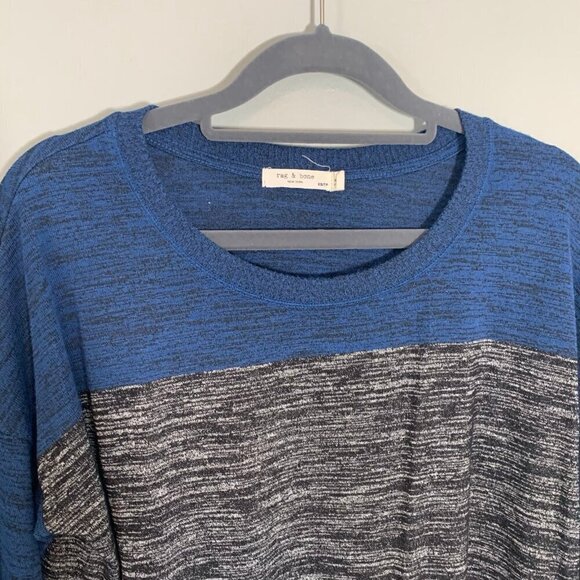 Rag & Bone blue gray color block lightweight crewneck long sleeve sweater - Picture 4 of 10